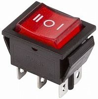 Выключатель клавишный Rexant 250V 15А (6с) ON-OFF-ON красный с подсветкой и нейтралью картинка